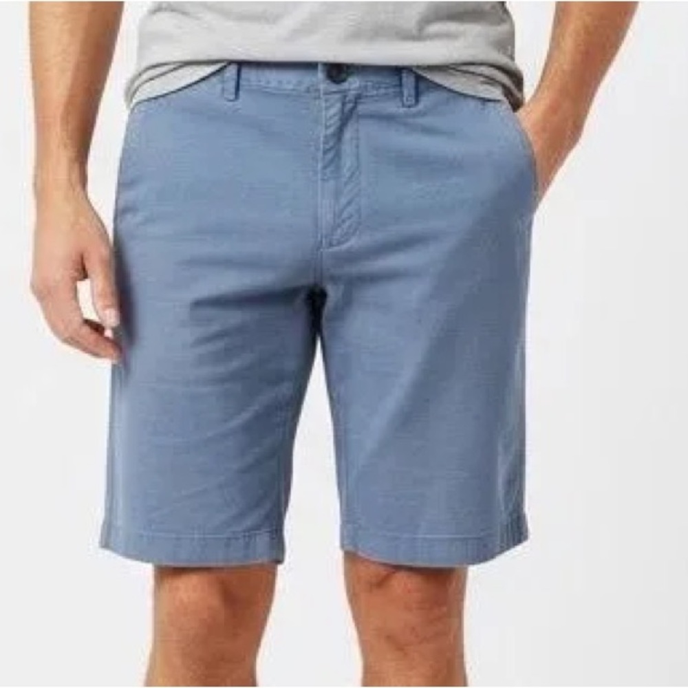 Marc Anthony Heather Blue Flat Front Slim Fit Cotton Stretch Twill Shorts 42 NWT